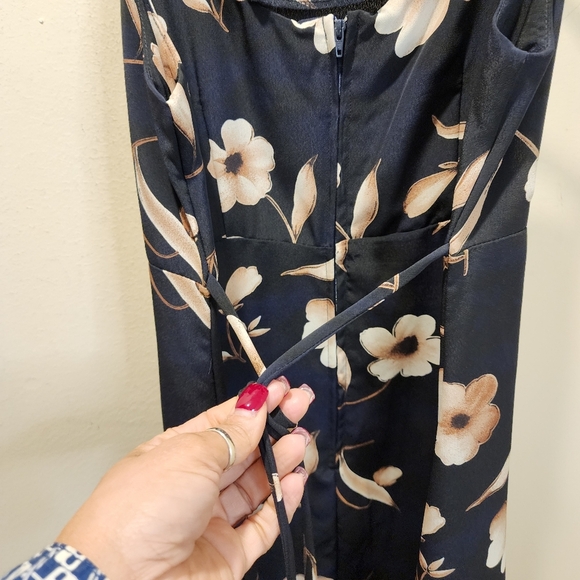 Fashion Bug Black  Floral Slip Maxi Dress for Cocktail Size 9/10 fits S - Picture 8 of 11